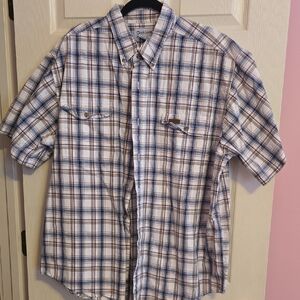 Carhartt Blue and Brown Plaid Button Down Shirt